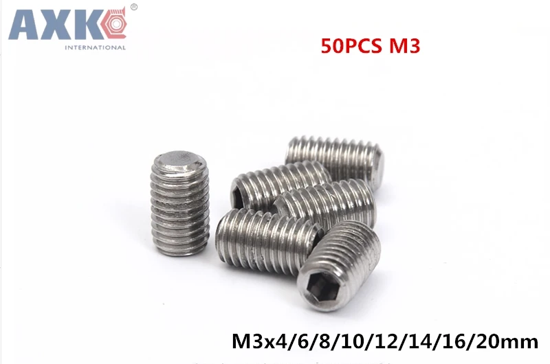 AXK 50 шт. M3 Шестигранная головка из нержавеющей стали с шестигранной головкой