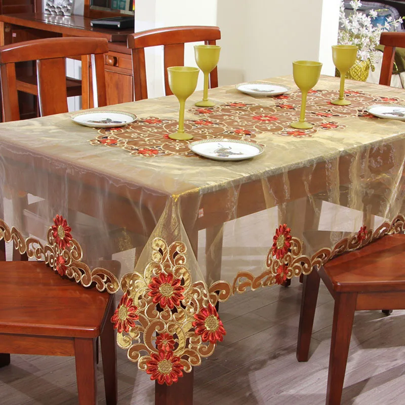 Скатерть прямоугольная с вышивкой 1 шт.|table cloth decoration|table luxurytable |