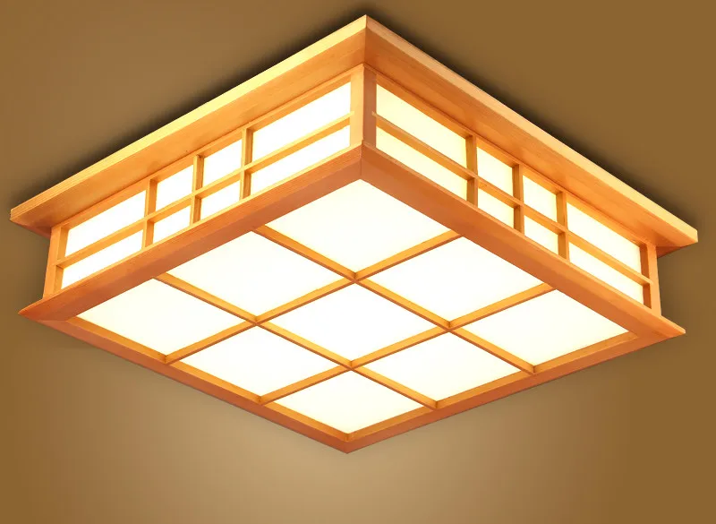 

Japanese Ceiling Light Lamp LED Square 45-55cm Flush Mount Lighting Tatami Decor Wooden Bedroom Living Room Indoor lantern Lamp