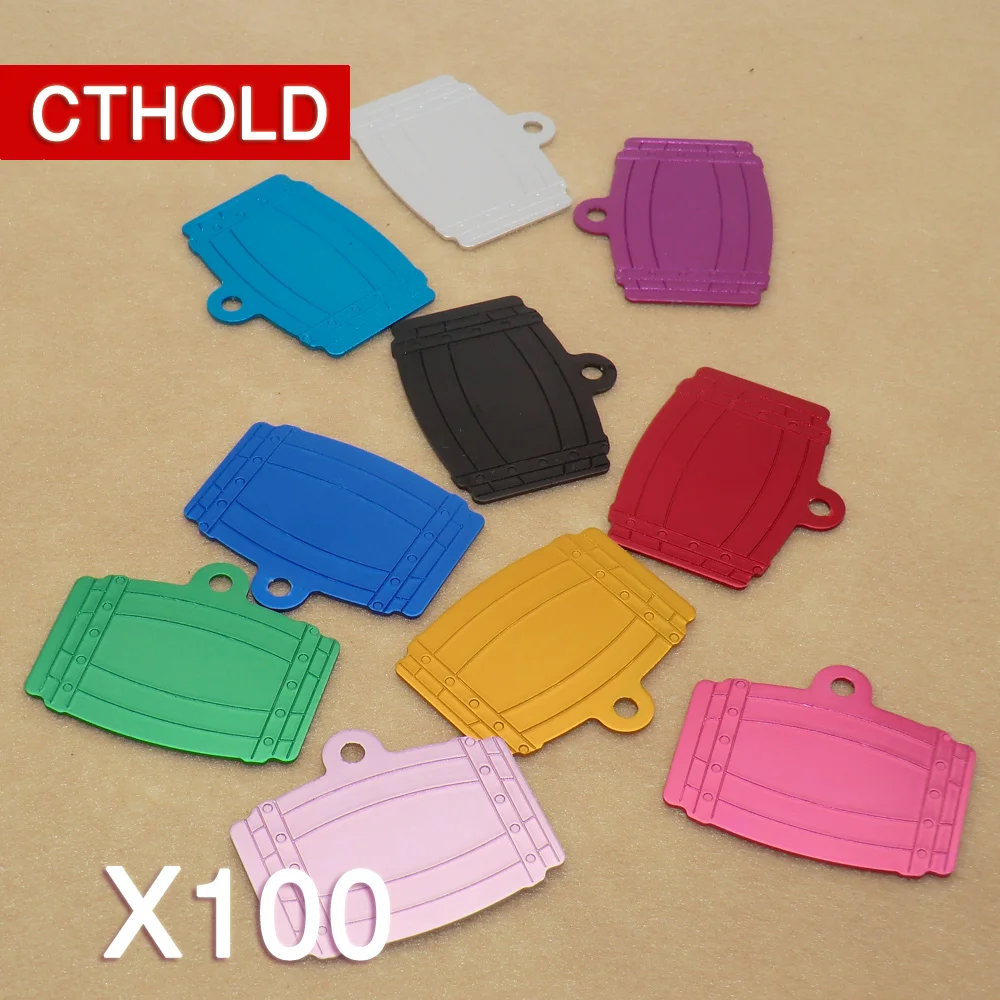 

CTHOLD 100pcs Aluminum dog tag Collar Accessories Dog ID Tag Name Tags Bucket Modeling 10 Colors Blank ID Tags
