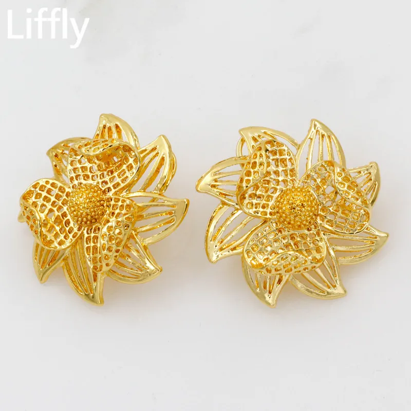 Большая массивная мода 24 Золотые Ювелирные наборы Дубай ожерелье серьги кольцо