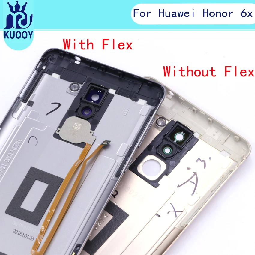 Задняя крышка батареи задняя дверь корпус для huawei Honor 6X+ камера объектив кнопки питания+ палец ключ гибкий кабель