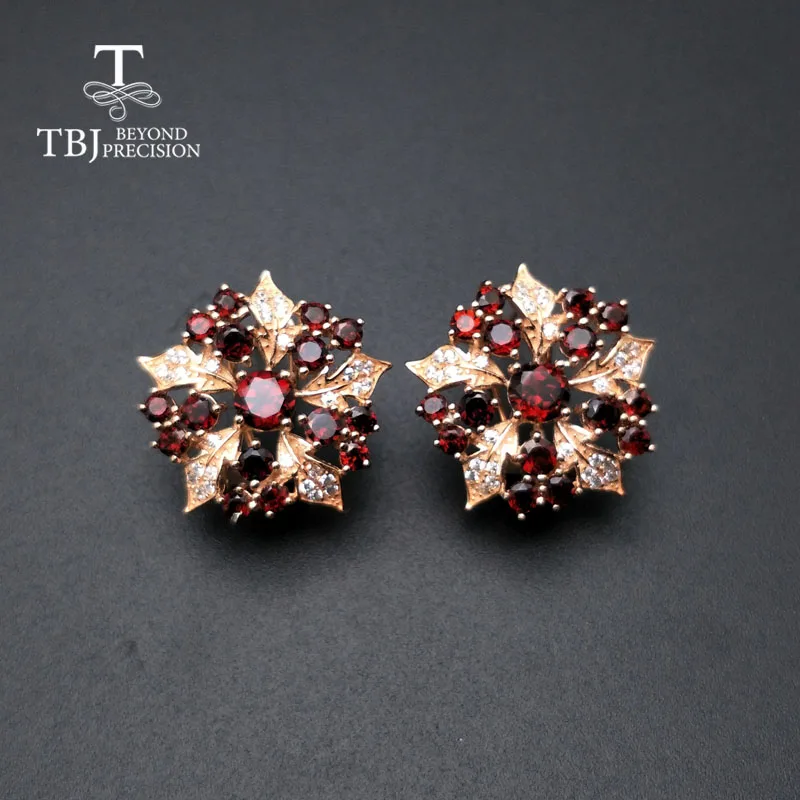 Женские серьги Гранат TBJ элегантные из стерлингового серебра 925 пробы с