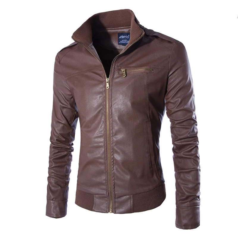 Модная мужская кожаная куртка в стиле ретро мотоциклетная из искусственной кожи