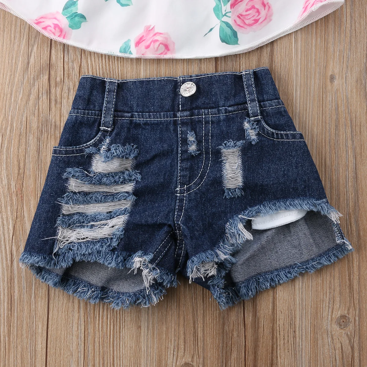 Одежда для маленьких девочек с цветочным рисунком топы открытыми плечами