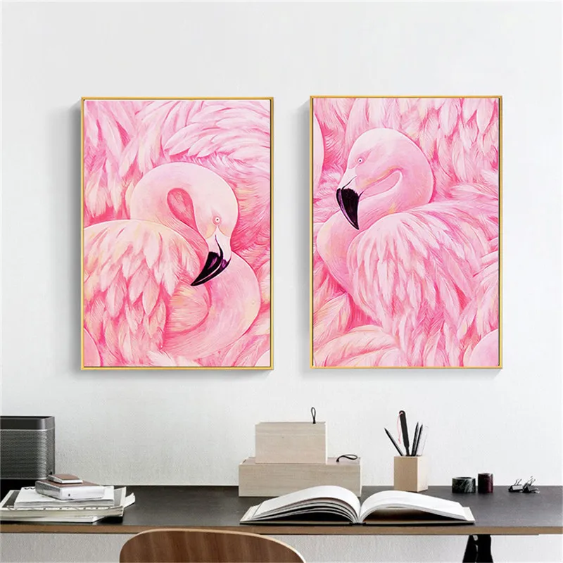 Домашний декор Скандинавская Картина на холсте животные пейзаж розовый плакат