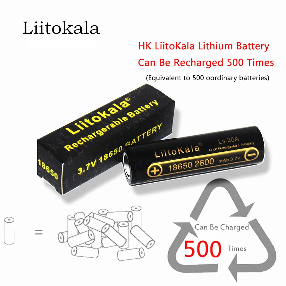 Литий-ионный аккумулятор Liitokala lii - 26a para 3 7 v 18650 батарея 2600 мАч 4 шт. в комплекте как
