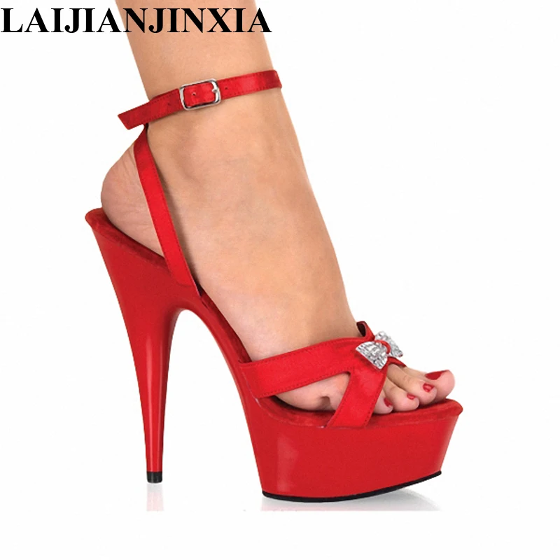 

LAIJIANJINXIA Sexy 15cm High-Heels Waterproof Platform Shoes Wedding Party Pole Dancing Shoes Romantic Sandals Dance Lady Shoes