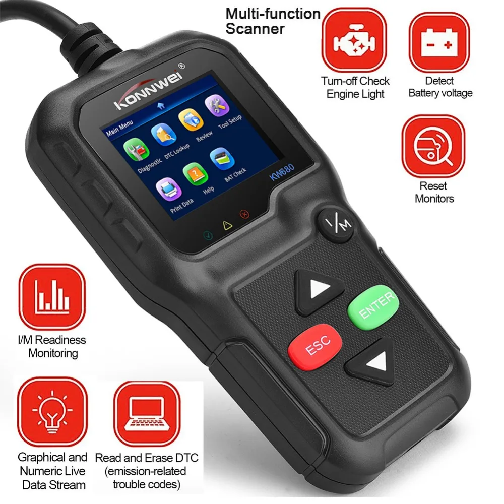 Профессиональный OBD2 сканер KW680 автомобильный диагностический инструмент