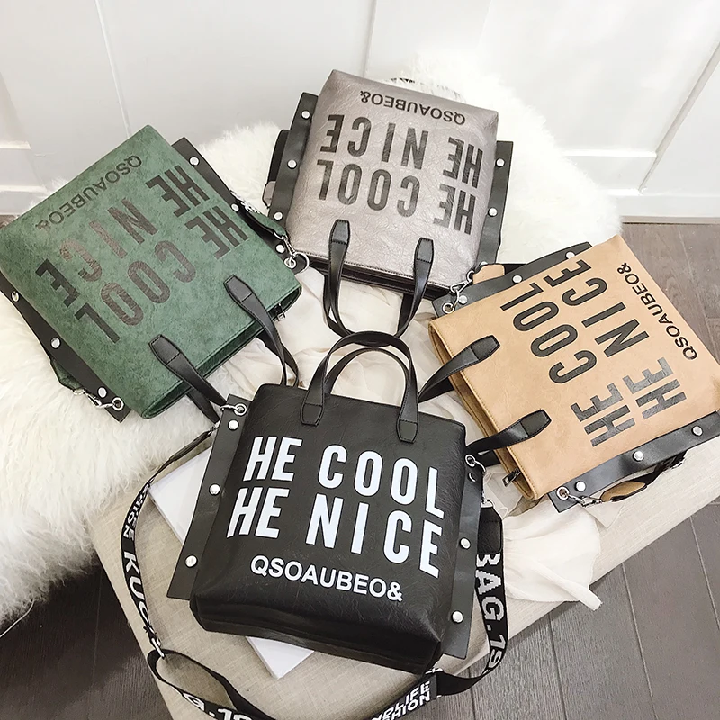 Fashion Handbag Women Letter Soft Messenger Female Shoulder Bags Large Shopping Tote Lady Crossbody Bag Purse | Багаж и сумки