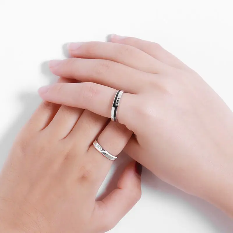 Серебряные кольца на платформе Silvology черно-белые оригинальные Романтические для