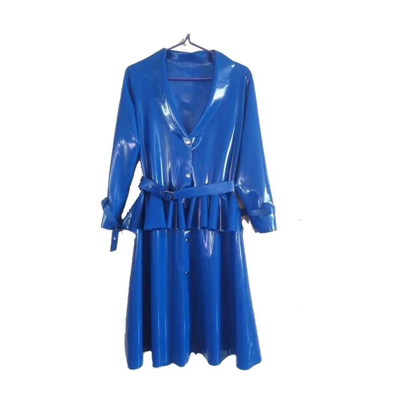 

0.4mm Rubber Latex Rubber Women Jacket And Skirt Suit Navy Blue Size XXS-XXL