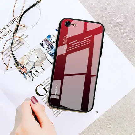 05 Градиентный чехол из закаленного стекла для iphone 6, 6 S, 7, 8 Plus, для iphone X, XS, XR, XS, Max, чехол для телефона, защитный чехол, Fundas - Цвет: 05