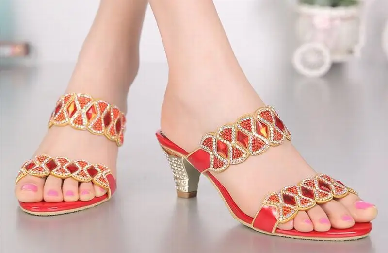 big size 34-44 hot 2018 women wedges sandals thick high heeled shoes gladiator rhinestone bow slippers ladies sandalias fashion | Обувь