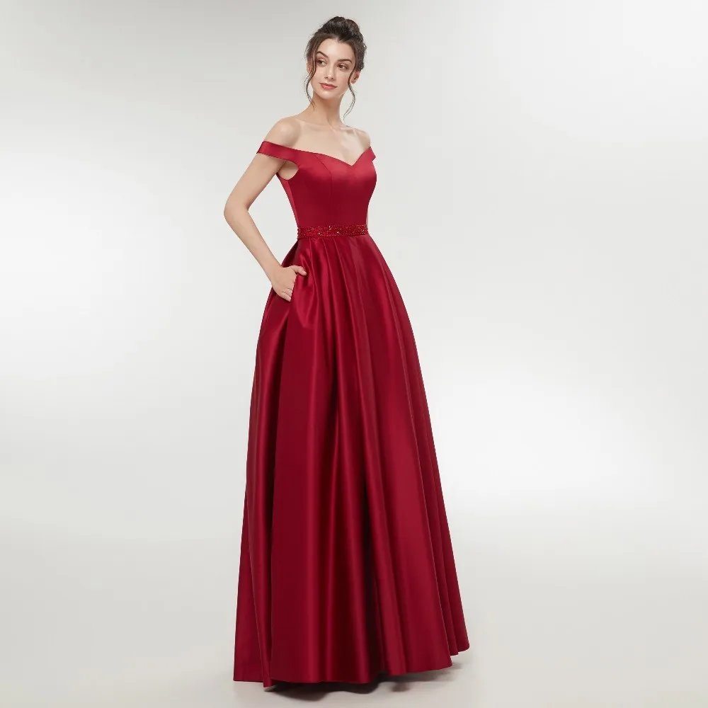 Vivian's Bridal Sweetheart Red Champagne Women Evening Dress Back V Neck Zipper Floor-length Sashes Simple Formal Party Dresses | Свадьбы