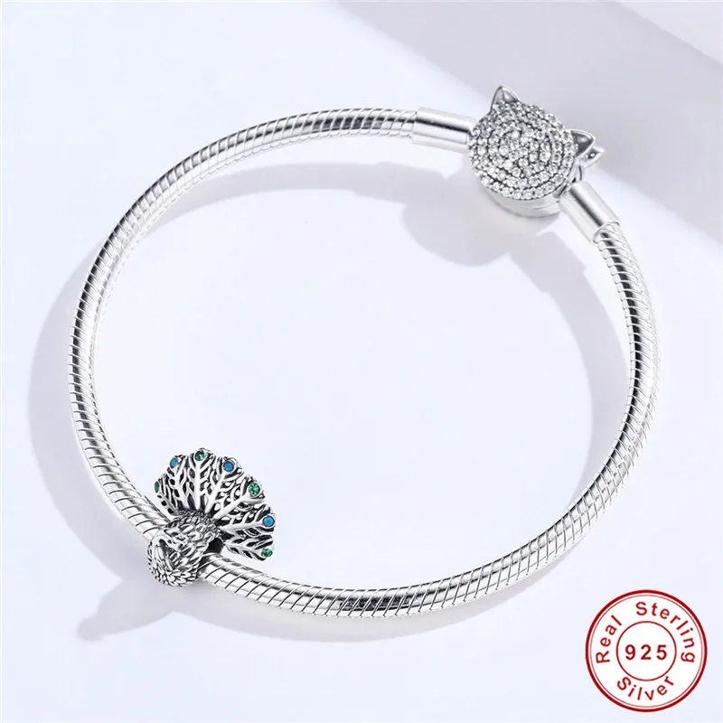 Подходит браслет в европейском стиле оригинальный 925 пробы серебро синий и