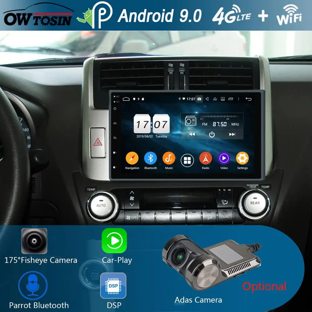 Автомобильный мультимедийный плеер 9 &quotIPS Android 0 8 ядер 4 Гб + 64 ГБ для Toyota Prado 150 Land