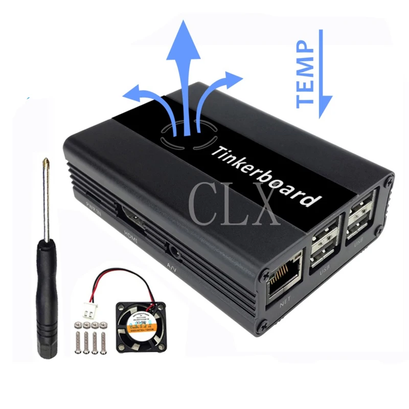 Чехол для платы Tinker алюминиевый с вентилятором синий ASUS SBC | Компьютеры и офис