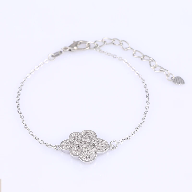 Медные микро украшения Bijoux двойной цветок из циркония женские браслеты ручная
