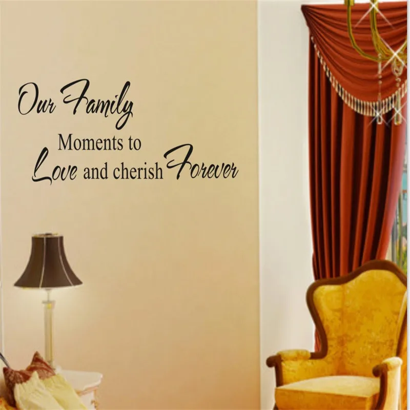 

our family moments to love and cherish foever home decoration creative quote wall decals 8056. wall decor vinyl wall stickers