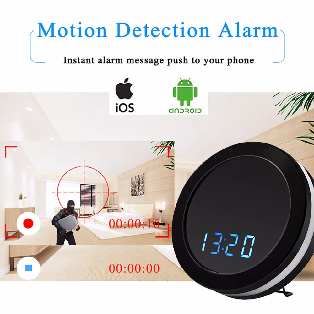 HD 1080P настольные часы камера электронная IP WIFI P2P ТВ ночное видение монитор