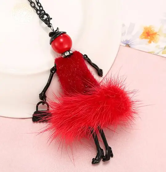 10 цветов новые модные кукольные ожерелья! Зимние меховые куклы разных брелки