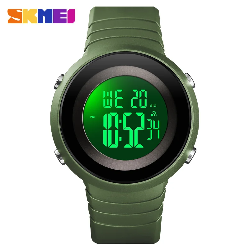 Green SKMEI 1507 Мужские Цифровые Спортивные наручные часы Chrono Week EL светильник с дисплеем будильник 50 м водонепроницаемые часы Relogio Masculino - Цвет: Green