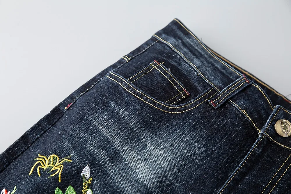 Дизайнерская одежда мужские джинсы стрейч рваные хип хоп джинсы Homme Distressed дизайн мужские тонкие брюки с вышивкой