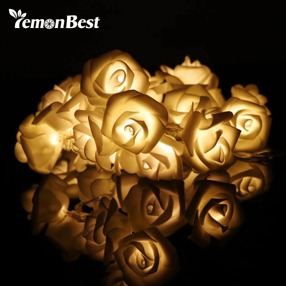 LemonBest гирлянда новый год 2.5 м Фея 20 led Роза света строки Батарея работает для