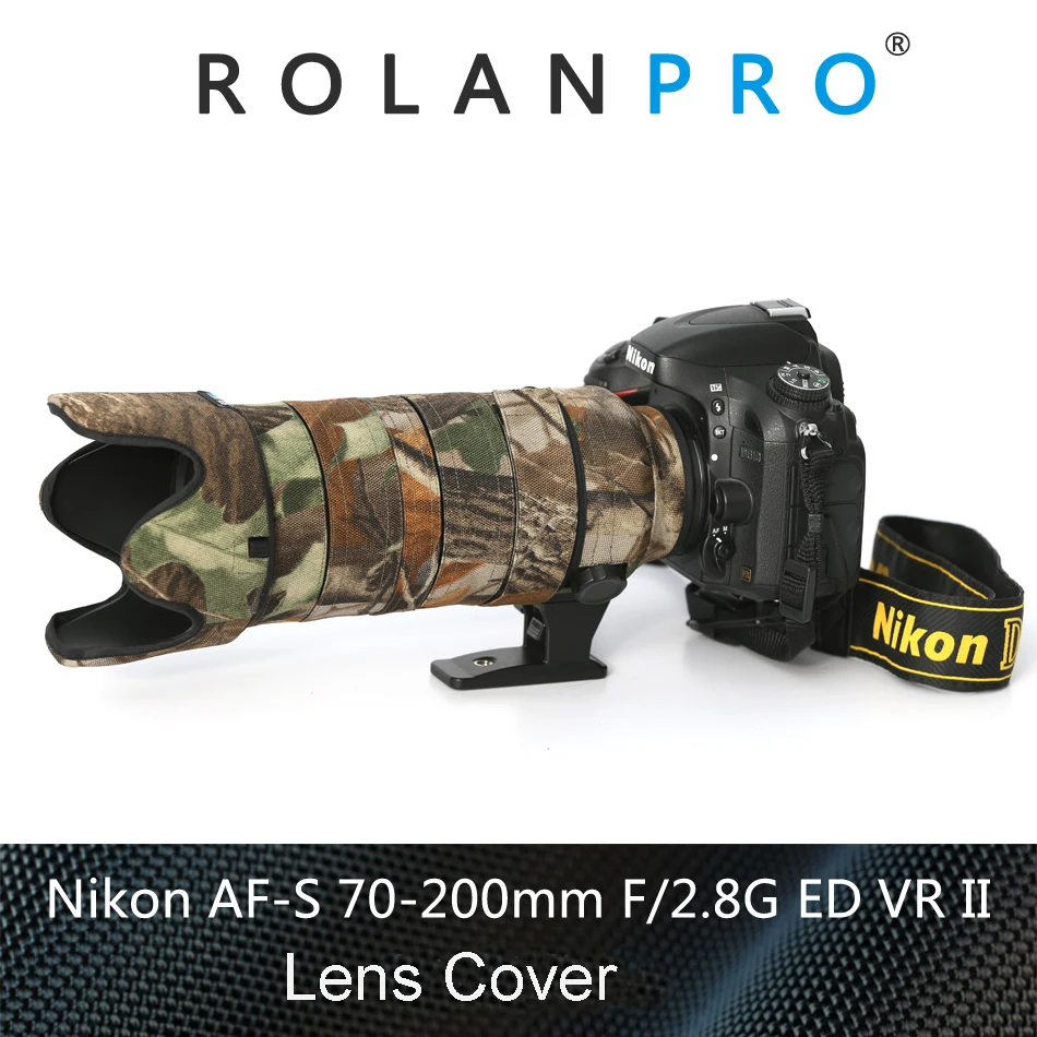 Водонепроницаемый камуфляжный чехол ROLANPRO для объектива Nikkor Nikon AF S 70 200 мм f/2 8G ED VR II