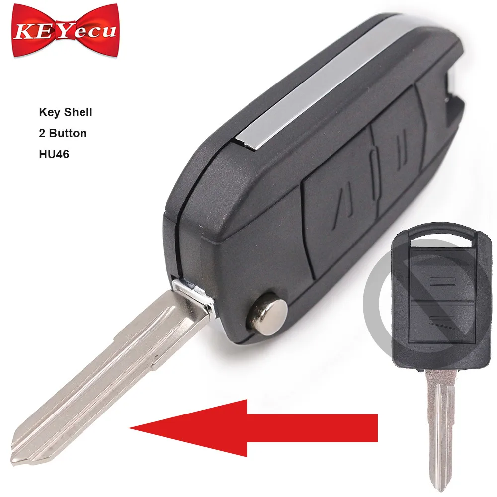 Keyecu 2 шт./лот складной ключ чехол Keyless FOB 2B для VAUXHALL Opel Corsa Agila Meriva HU46 лезвие|lot lot|fob