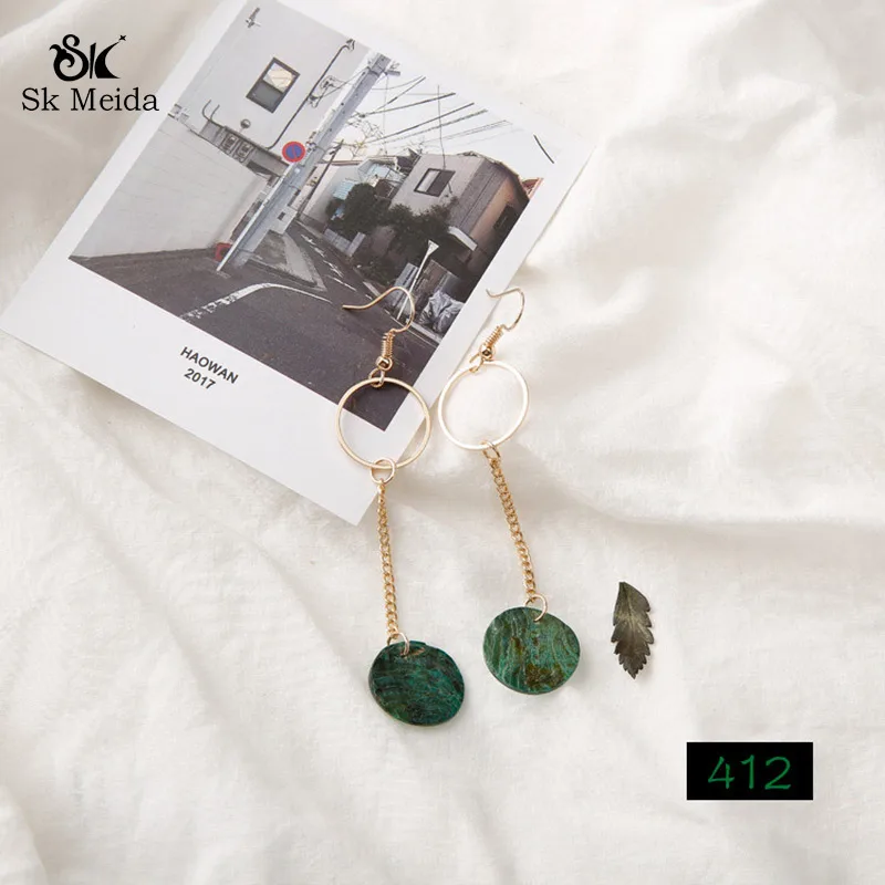 2018 летние новые серьги минималистичные ручной работы растительность зеленые