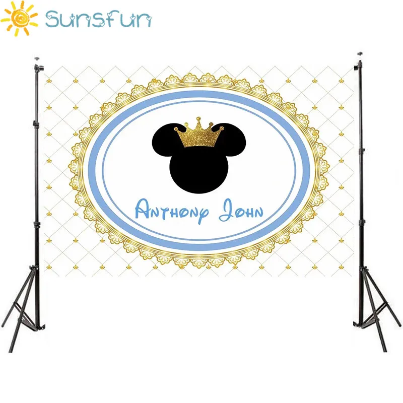 Sunsfun Золотой Микки фотографии фон Baby Shower новорожденных детей день рождения фоны для фотостудии винил sxy929