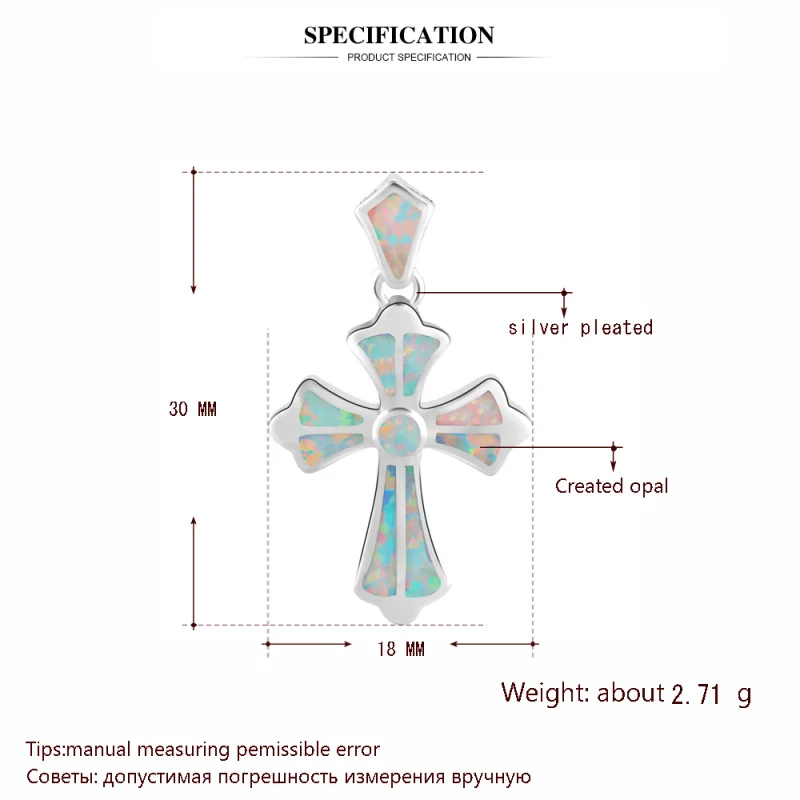 ROLILASON women cross design White Fire Opal Silver Stamped charm Pendant Health Fashion jewelry OPs699 | Украшения и аксессуары