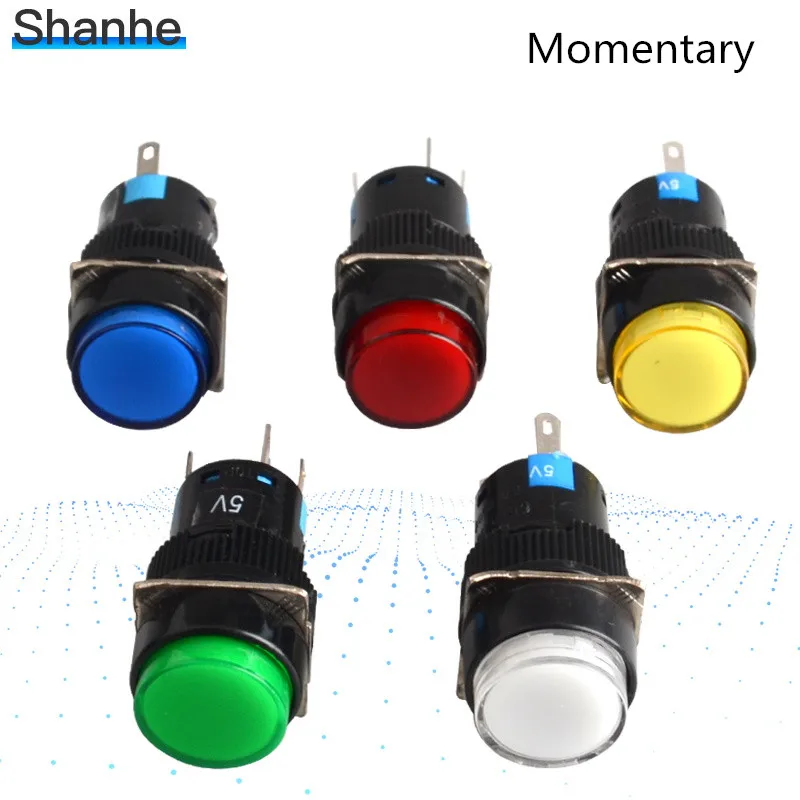 Светодиодный 5 в 12 В 24 220 16 мм мгновенная кнопка с лампой контактов|buttons buttons|button