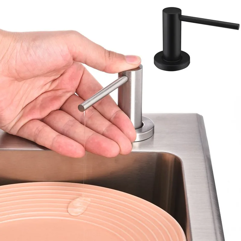 

NEW2022 2Color Solid Stainless Steel Kitchen Sink Black Liquid Soap Dispenser Large Capacity Pump Soap Dispenser Liquid