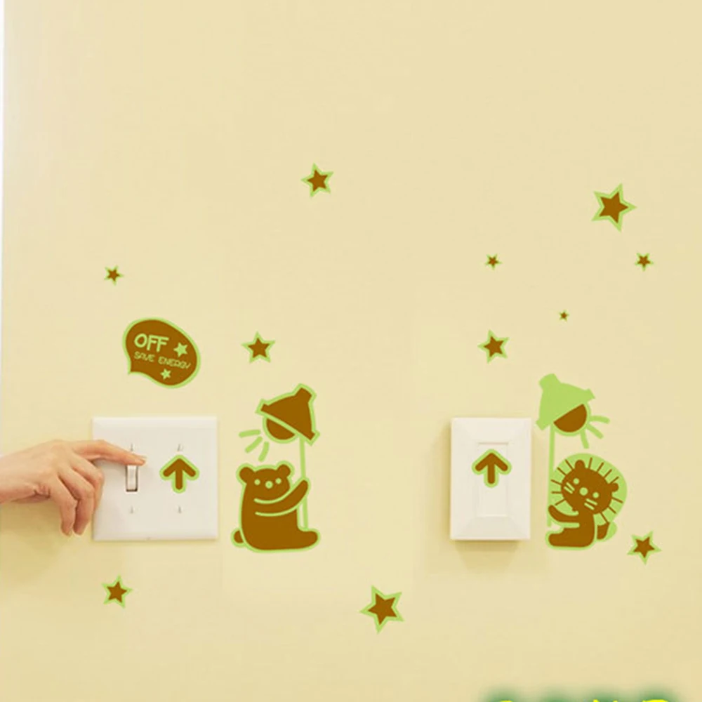 Симпатичные Светящиеся ПВХ креативные наклейки с переключателем гостиная