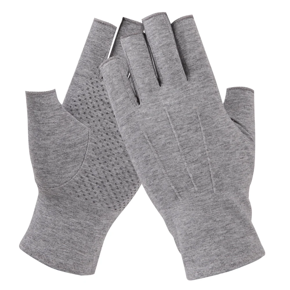 

Xfh Sunscreen Gloves Semi-Finger Man Woman Spring Summer New Thin Style Non-Slip Driving Half Finger Gloves Unisex