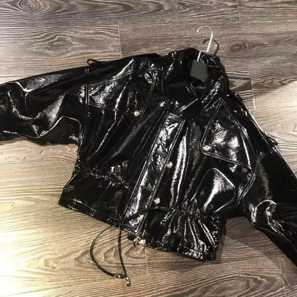 ladies real varnish leather women genuine patent jacket | Женская одежда