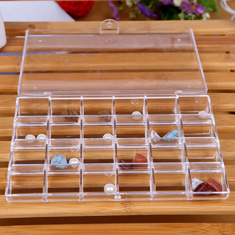 2 шт./лот, 24 Сетки, 18x12x2 см, прозрачная пластиковая коробка для косметики, дизайна ногтей, чехол для таблеток, портативный контейнер для хранения Y2684