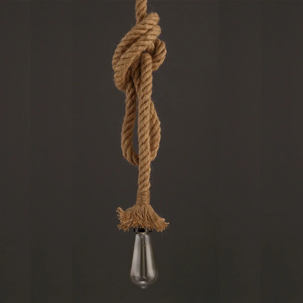 Single Rope Винтажный подвесной светильник из пеньковой веревки, AC90-260V, лофт, креативная индивидуальность, промышленный Ретро светильник, лампа Эдисона E27, подвесной светильник - Цвет корпуса: Single Rope