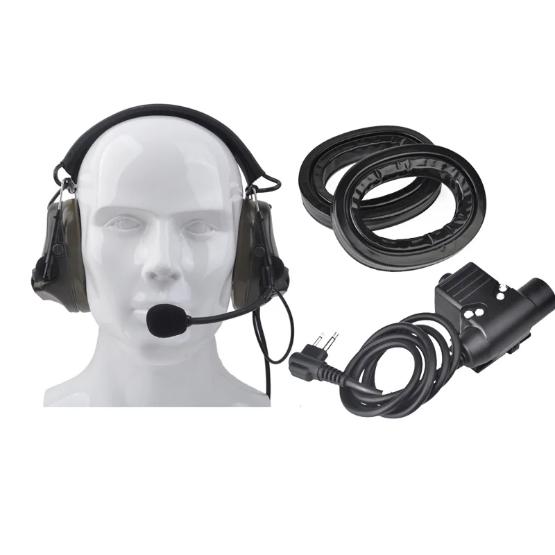 BK Z-TAC Airsoftsports Element наушники Comtac III шумоподавляющая гарнитура с PTT Kenwod тактическая гарнитура для стрельбы Z051+ Z113 - Цвет: BK