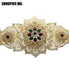 Женский ремень с кристаллами Sunspicems, свадебное Ювелирное Украшение из марокканского кафтана с металлическими звеньями, регулируемая длина