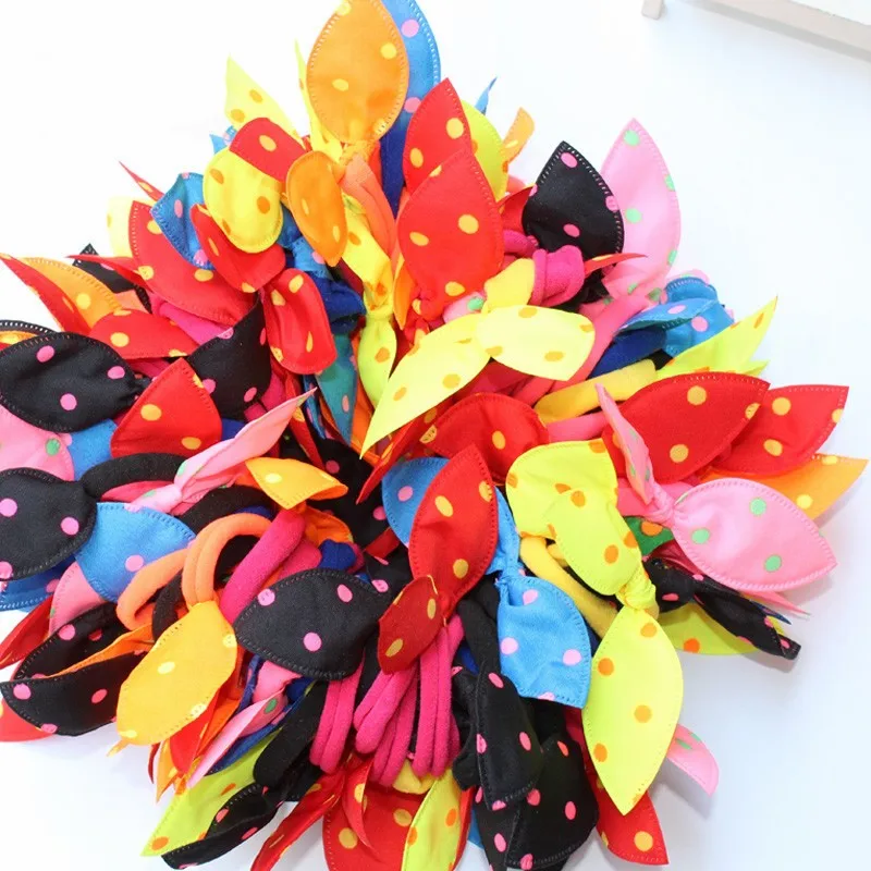 

20Pcs Cute Dots Elastic Hair Bands Children Bow Rabbit Ears Headbands Girls Hair Gums Scrunchy Ponytail Holders Hair Accessories