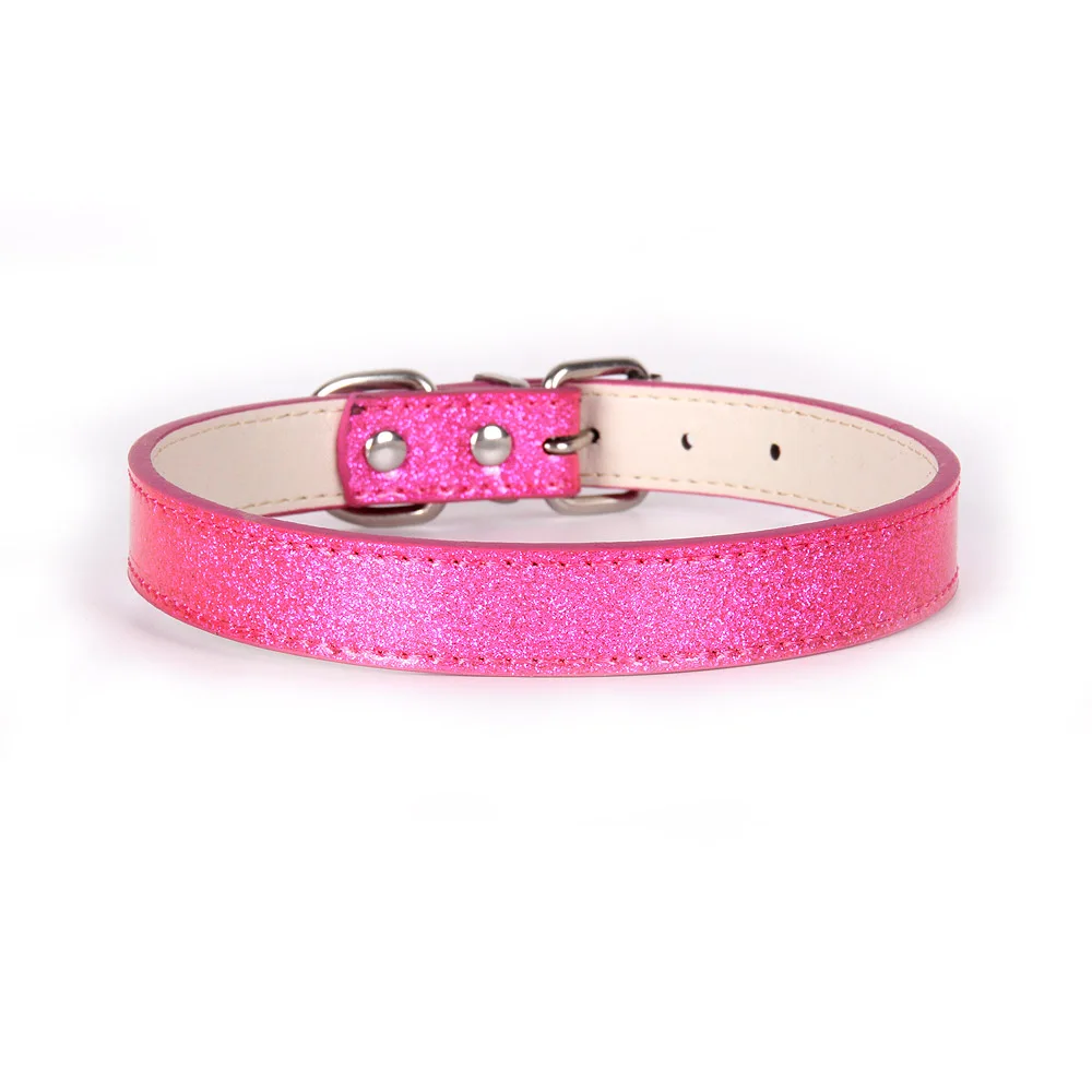 Bling из искусственной кожи товары для домашних животных, собаки ошейник для маленькой большой всех собак XS/S/M/L/XL/XXL/XXXL/4XL/5XL золото поводок для щенка собаки аксессуары - Цвет: Pink