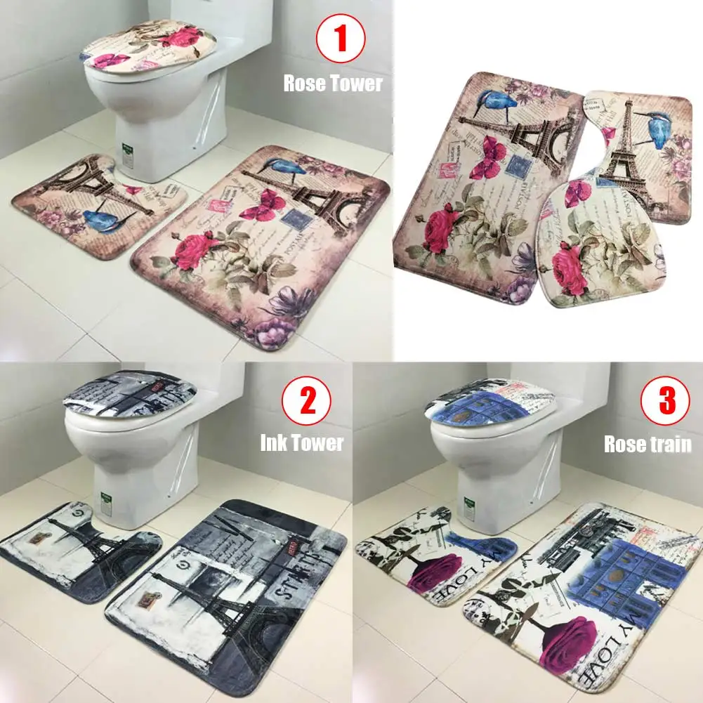 Коврик для ванной в европейском стиле 3 шт. крышка унитаза коврик комнаты ковер