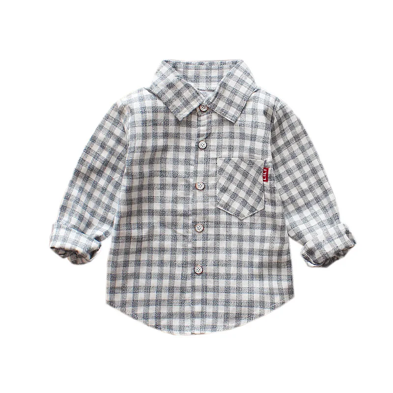 DFXD Korean Style Children Boy Clothes Baby Shirt 2018 Spring Long Sleeve Plaid Cotton Blouse Fashion Kids Boys 1-4Y | Детская одежда и