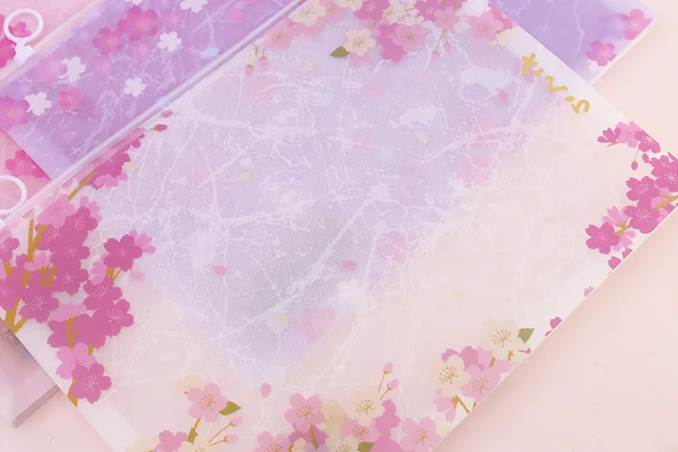 Новейший 1 шт. ПВХ красивые цветки сакуры, японской вишни Kawaii A4 папка для документов офисная сумка органайзер для документов сумка для студентов бумажный чехол для хранения