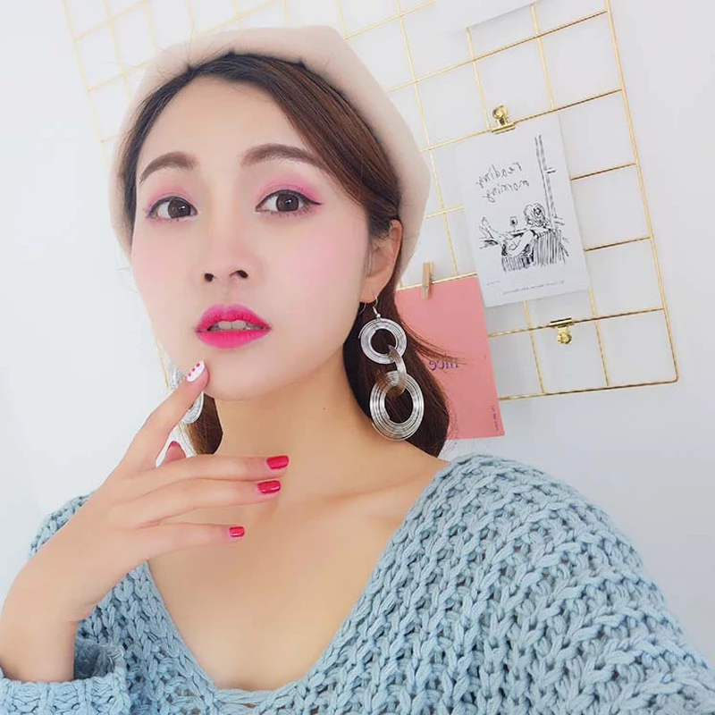 Rock Punk Big Round Geometric Gold Color Metal Long Dangle Earrings For Women Bohemian Party Exaggerated Fashion Jewelry | Украшения и