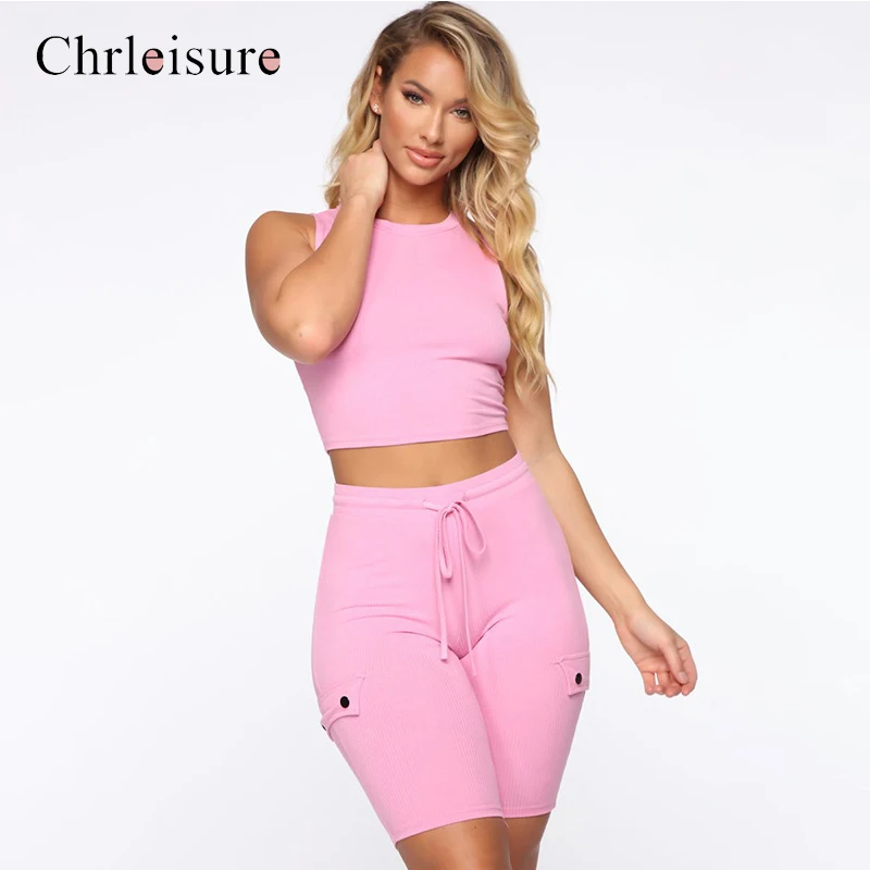 Chrleisure спортивный костюм для женщин летние шорты короткий топ сексуальный
